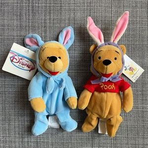 2 Easter Bunny Winnie the Pooh Disney Mini Bean Bag Plush (MBBP) Disney World